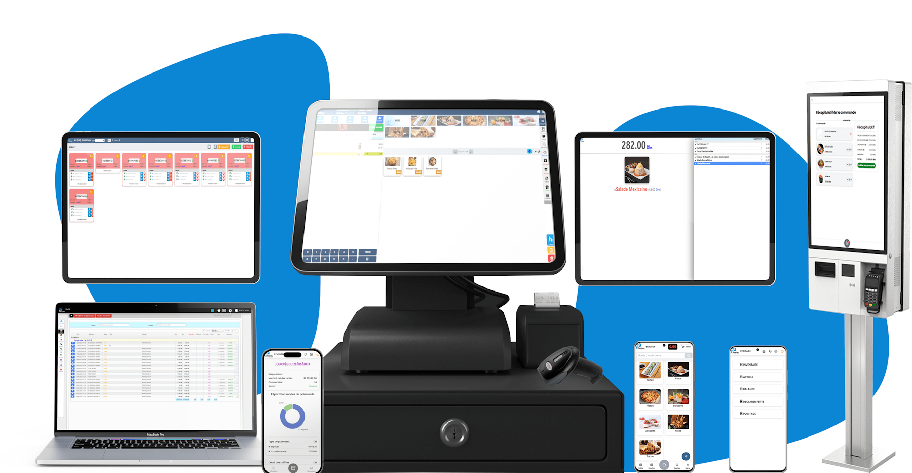 Logiciel caisse tactile, gestion des commandes, livraison, comptabilité, ressources humaines, gestion commerciale