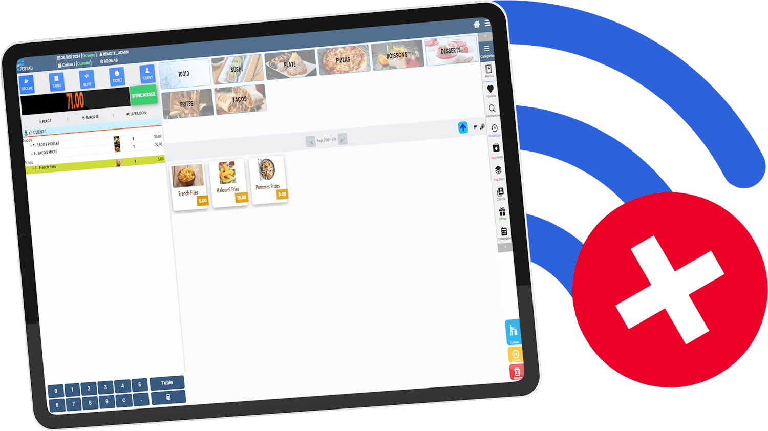 Commande en ligne, suivi des livreurs, gestion des flux, restaurant, points de ventes, Logiciel caisse tactile, suivi cuisine
